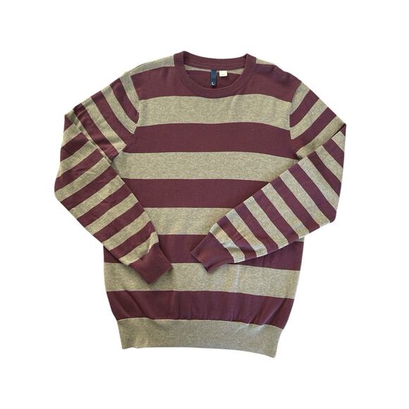 H&M Sweaters - Divided H&M Long Sleeve Pullover Crewneck Sweater Striped Gray & Purple Large